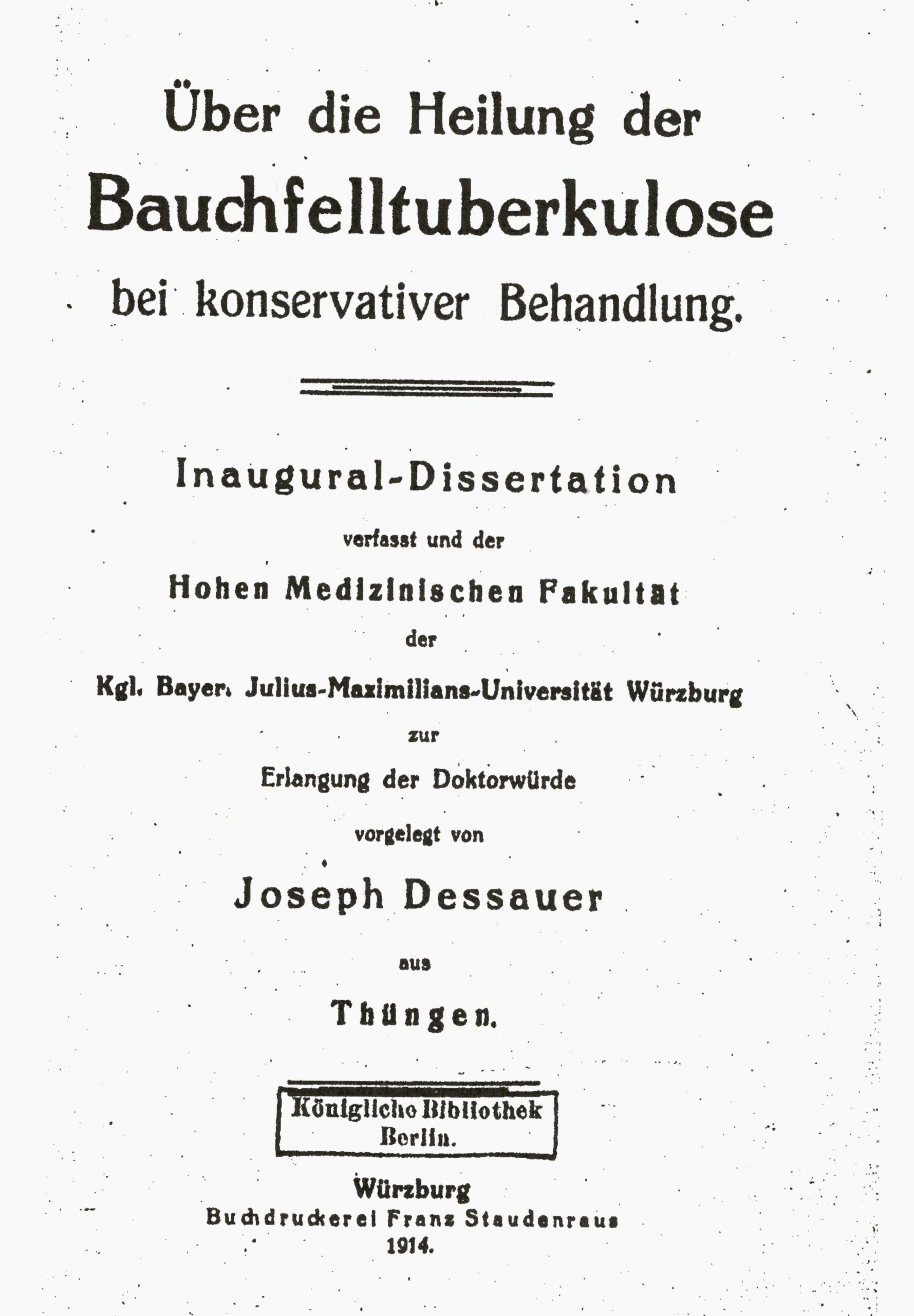 Dissertation, Würzburg 1914