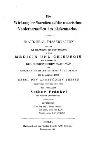Dissertation, Berlin 1898