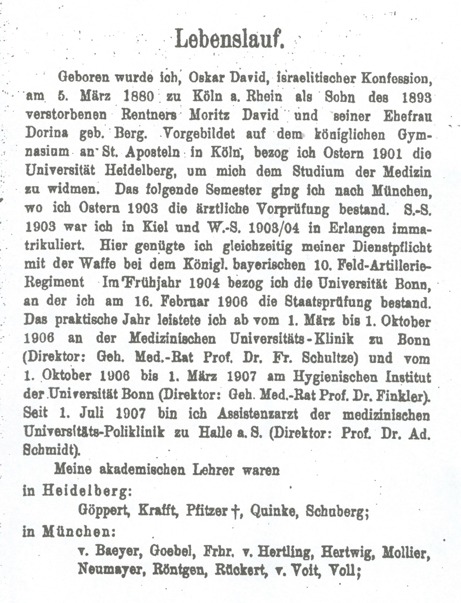 Lebenslauf, Dissertationsschrift 1908