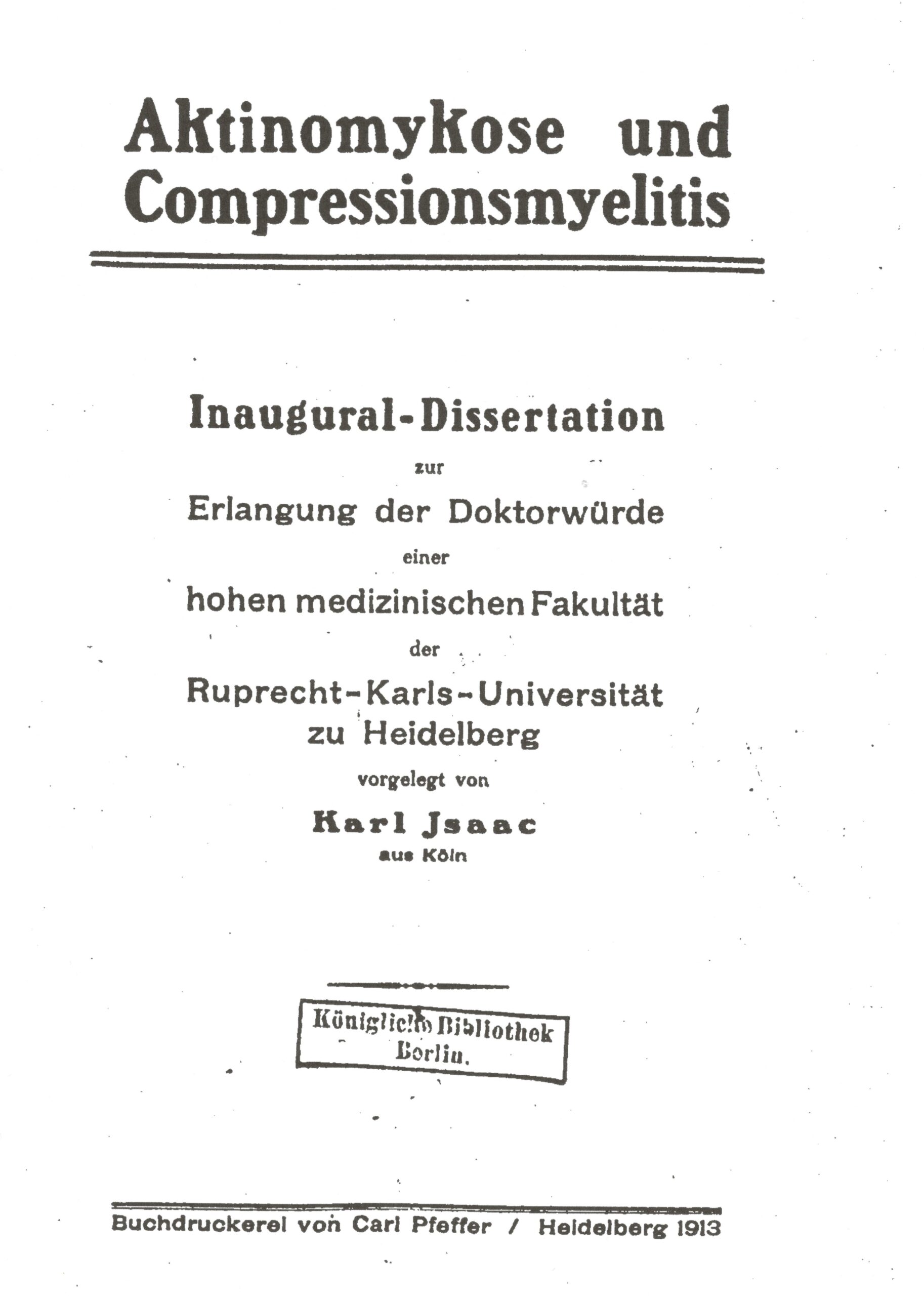 Dissertation, Heidelberg 1913