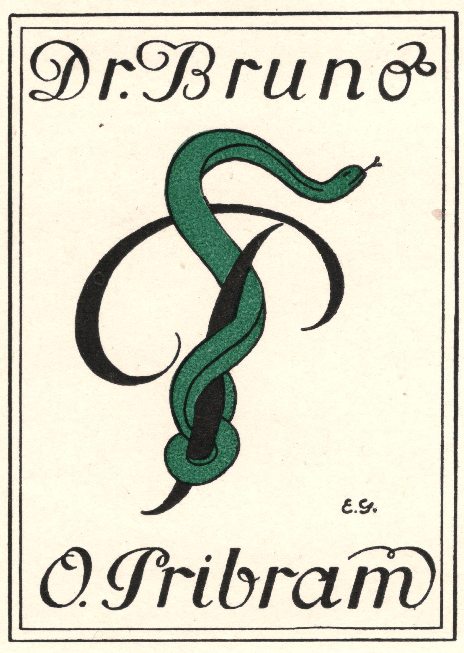  Ex Libris for Bruno Oskar Pribram, two-colour line etching by Eduard Gärtner, Archive H Je