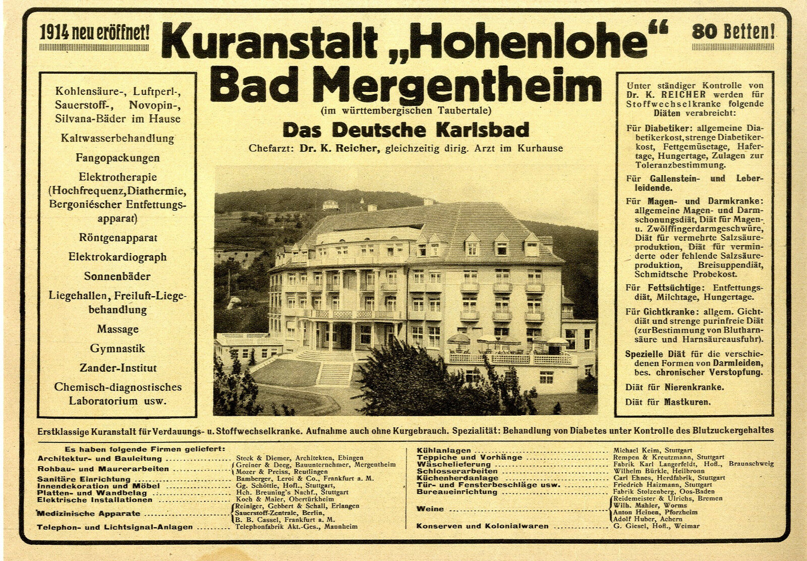 Karl Reichers Kuranstalt Hohenlohe © Stadtarchiv Bad Mergentheim