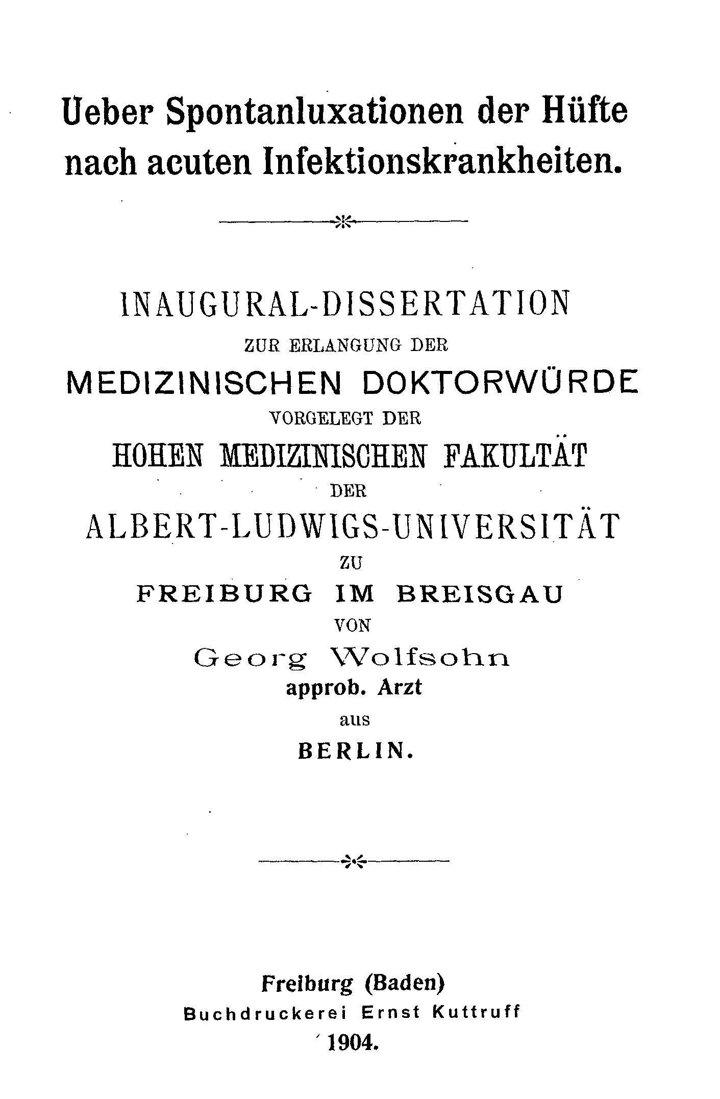 Dissertation 1904, Archive HJe
