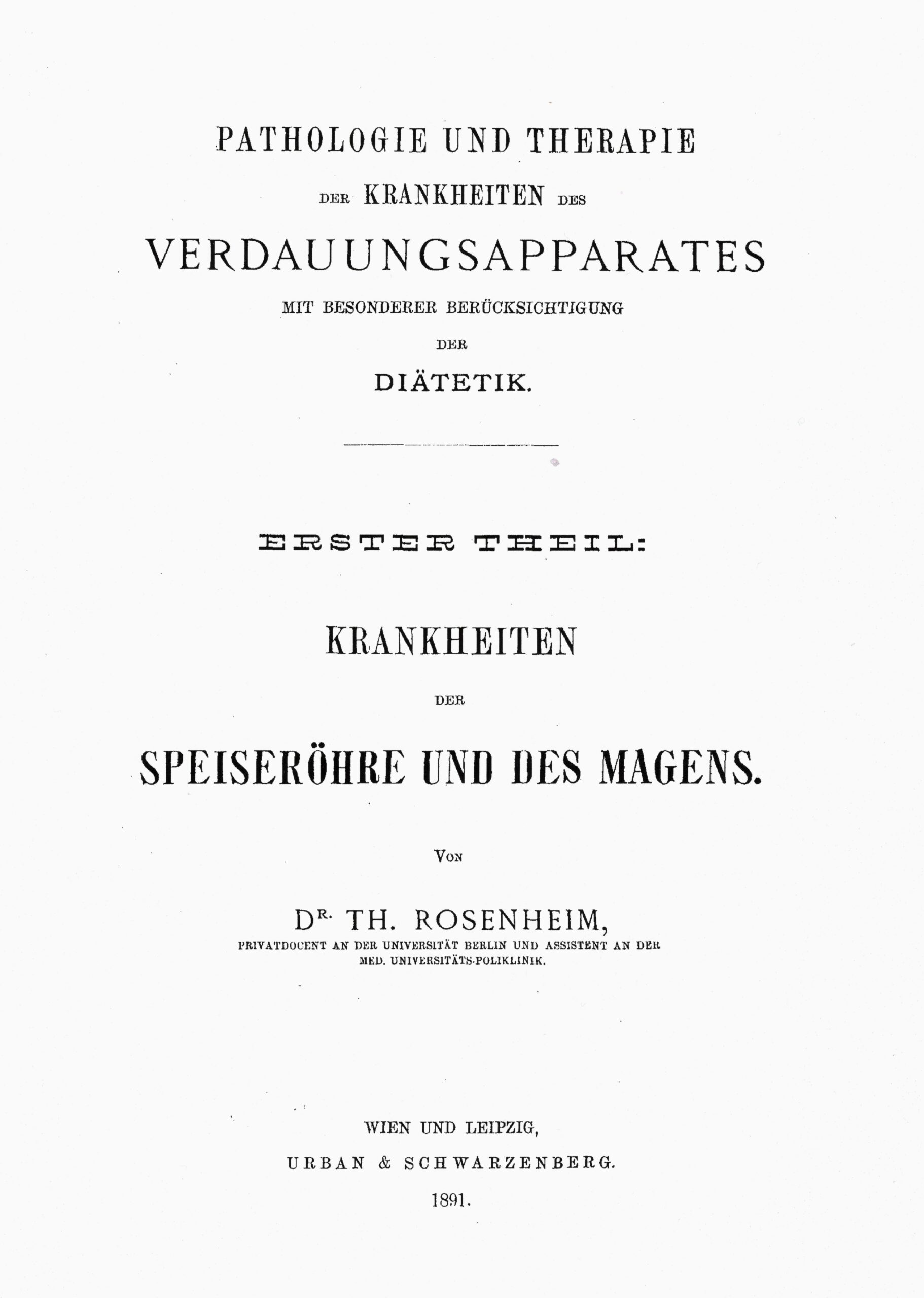 Frühe Publikation Rosenheims 1891