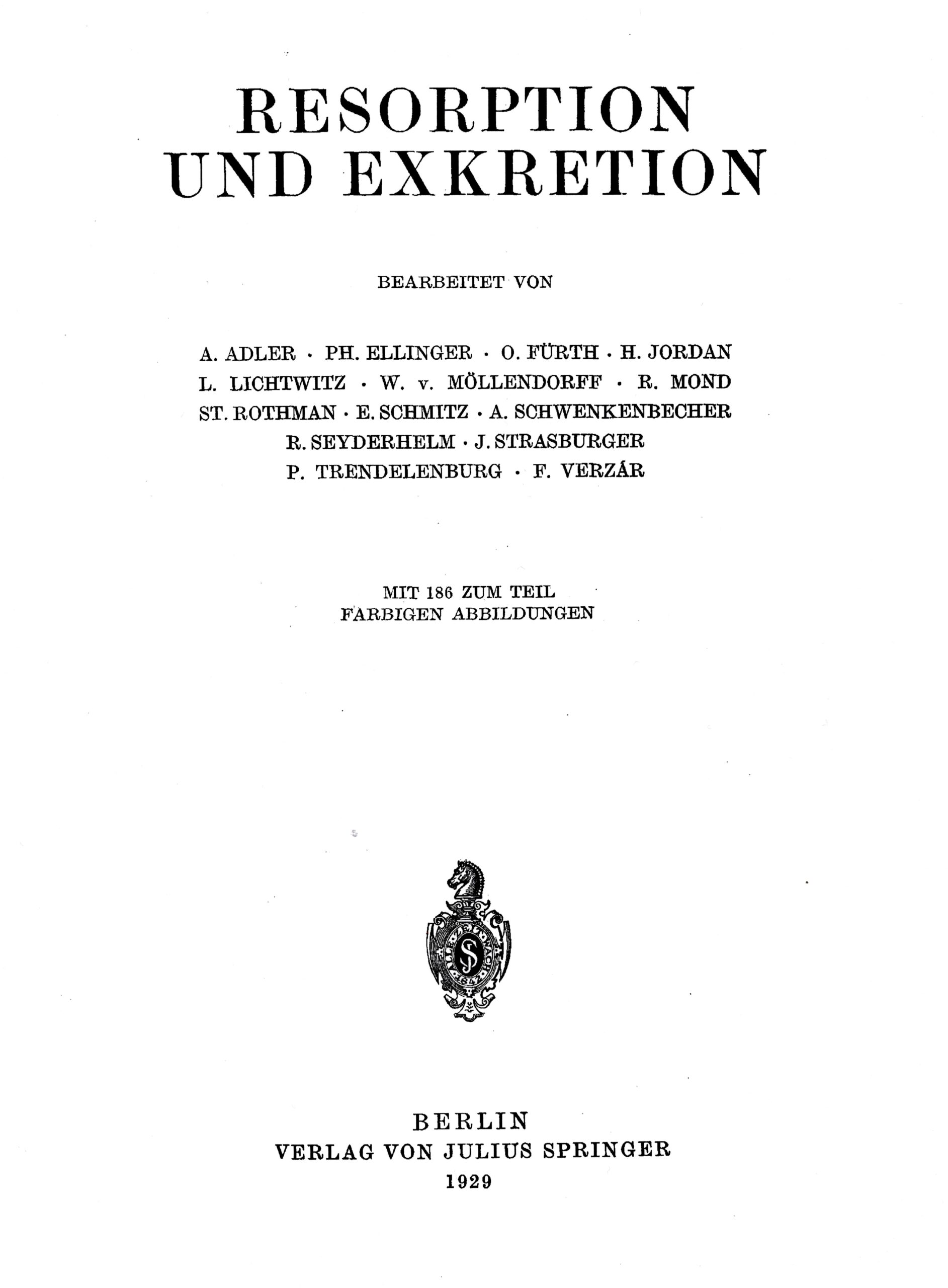 Volume IV, Handbuch der normalen und pathologischen Physiologie 1929