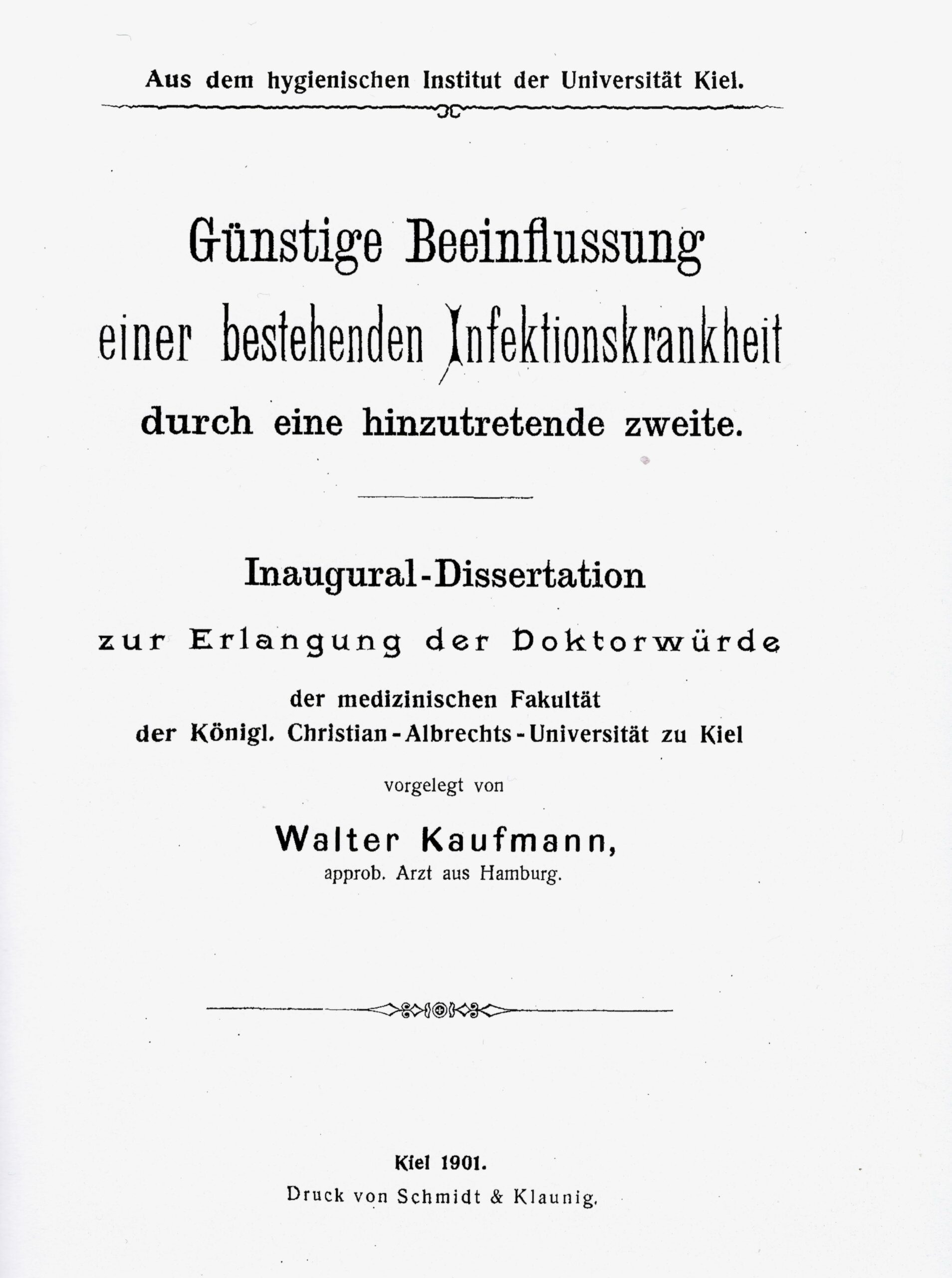 Dissertation, Kiel 1901