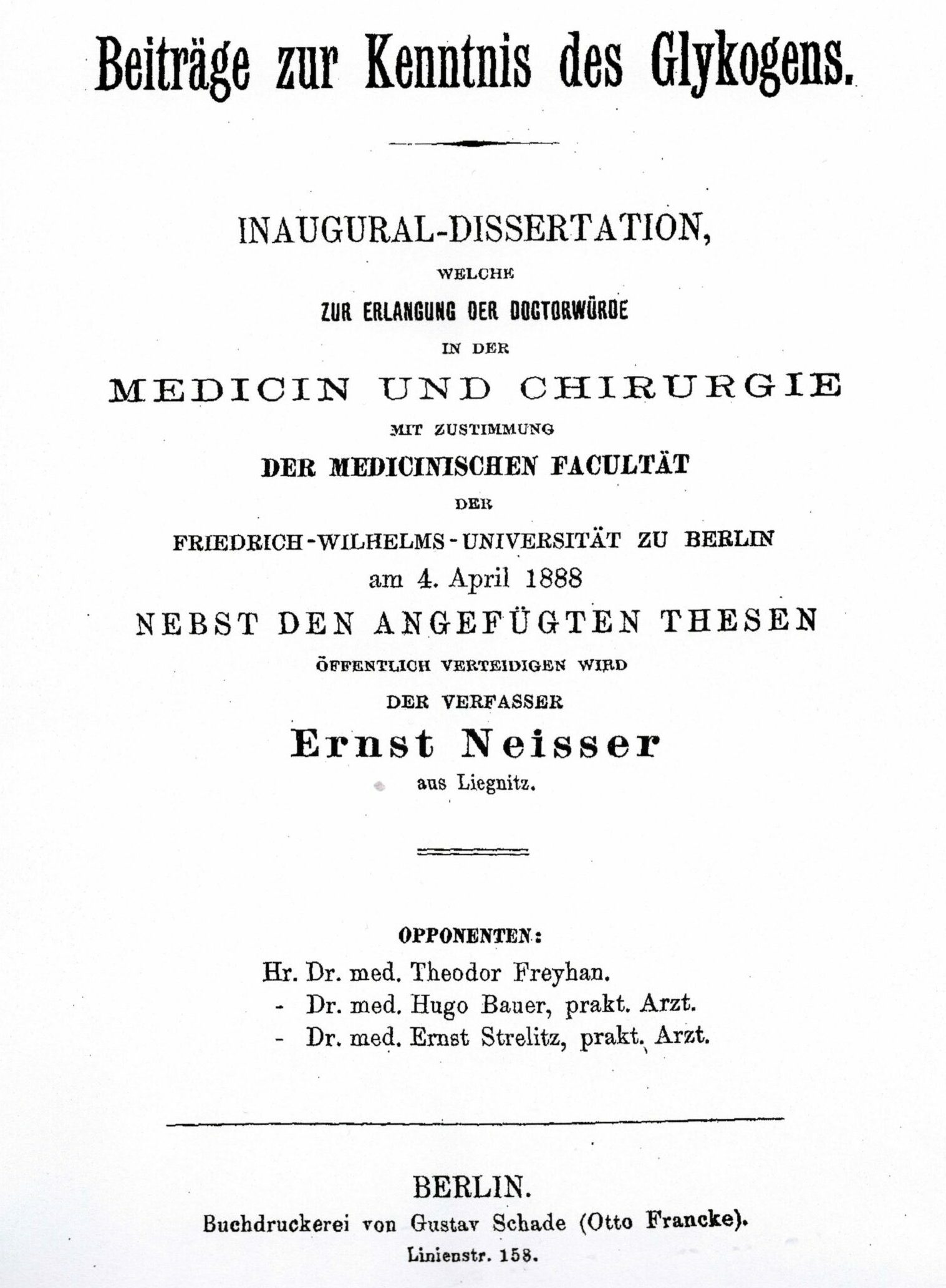 Dissertation, Berlin 1888