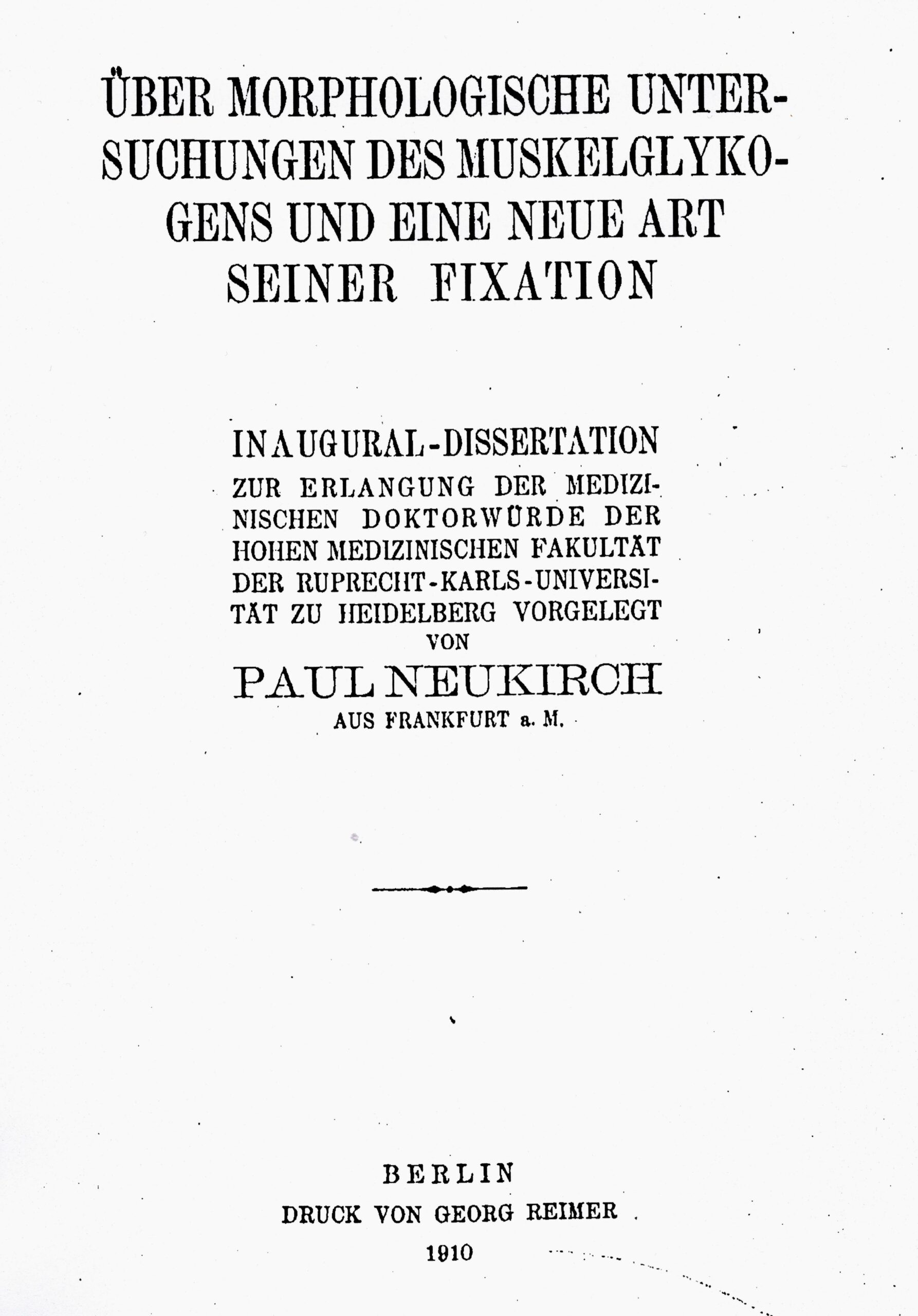 Dissertation, Heidelberg 1910