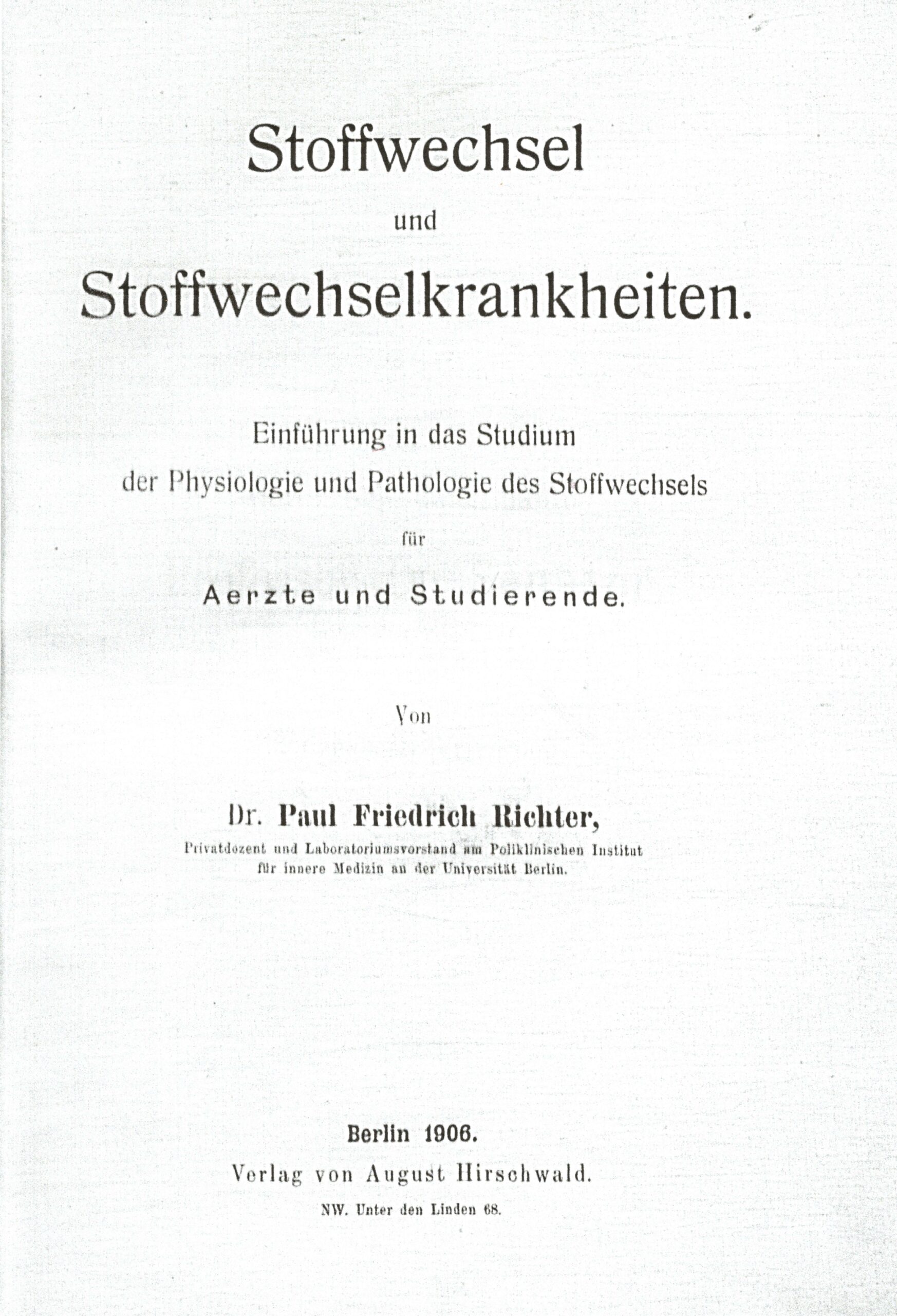 Publikation Paul Friedrich Richters 1906