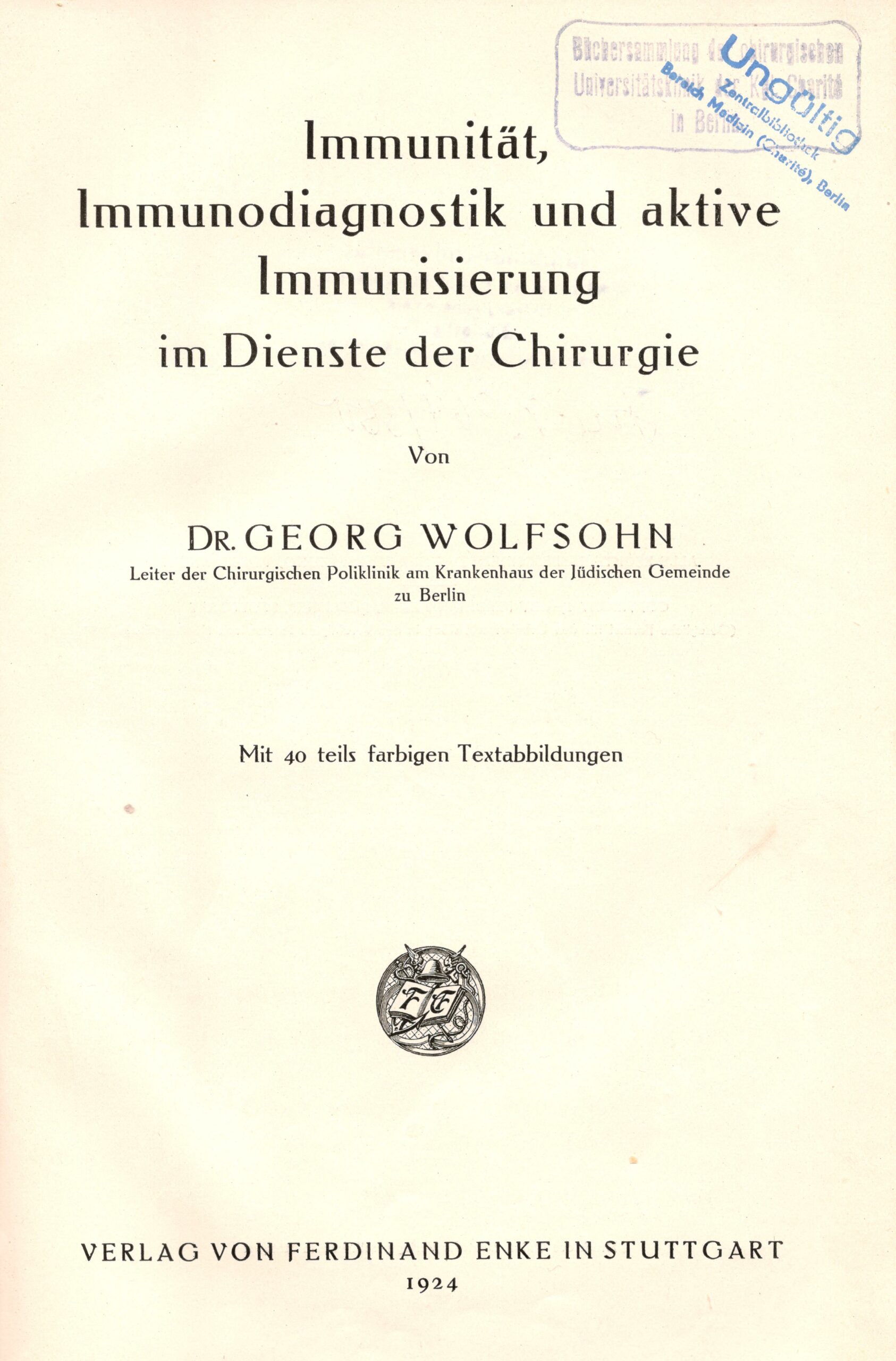 Wolfsohn's book publication 1924, Archive H Je
