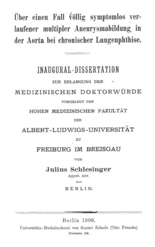 Dissertation, Berlin 1906
