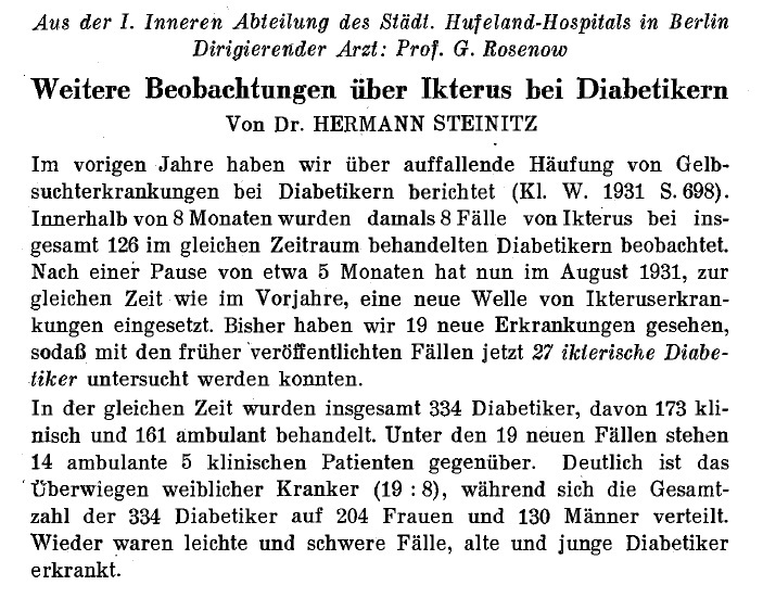 Deutsche Medizinische Wochenschrift 1932, Archiv HJe