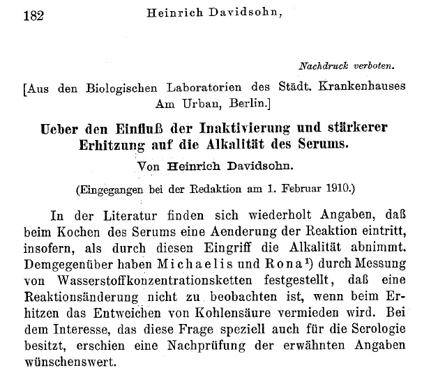Z Immunitaetsforsch Exp Ther, 1910, Archiv H Je