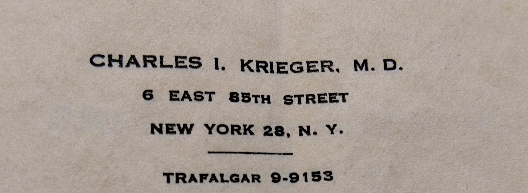 Letterhead of the private practice in New York,1957, Source Entschädigungsbehörde Berlin