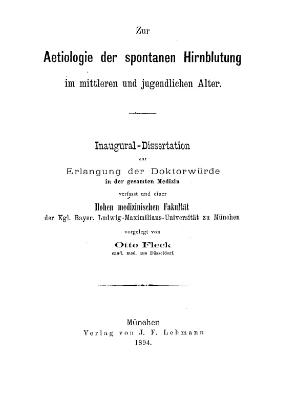 Dissertation 1894, Kopie Titelblatt, Archiv H Je