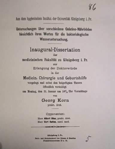 Dissertation 1897, copy title page, archive H Jenss