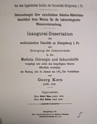 Dissertation 1897, Kopie des Titelsblatts Archiv H Je