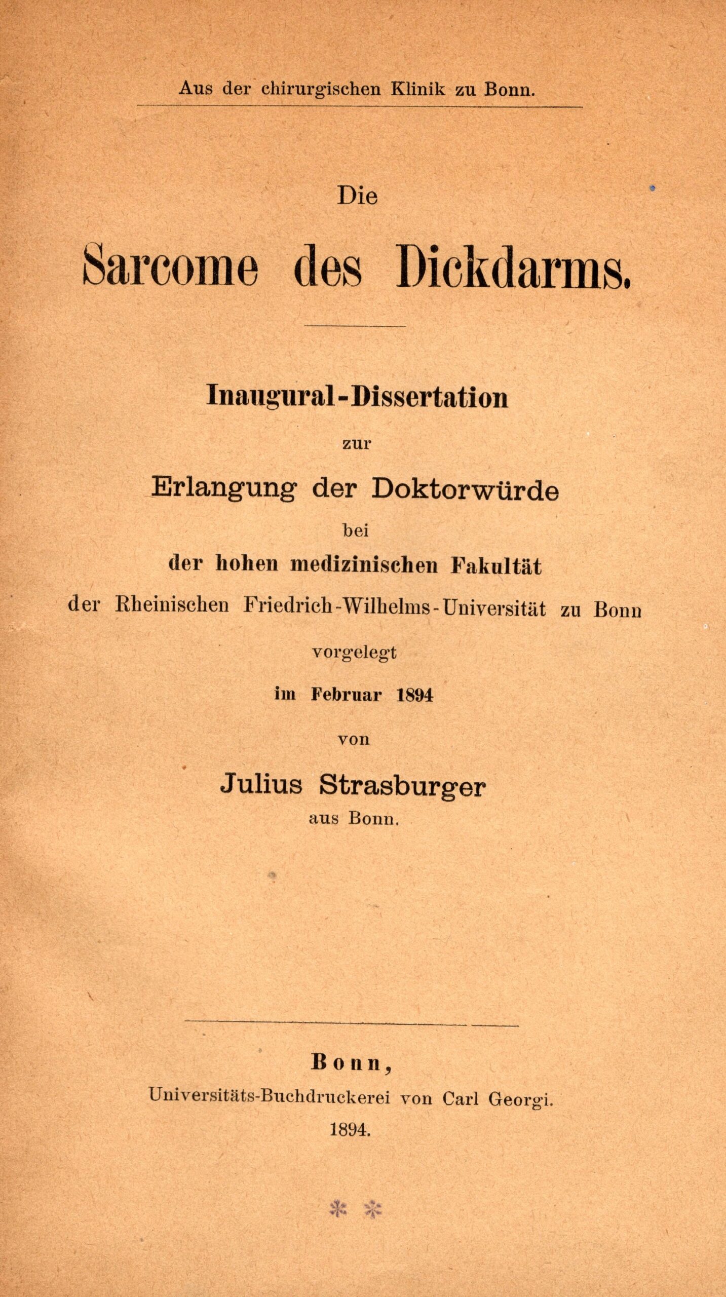 Dissertationsschrift 1894, Archiv H Je