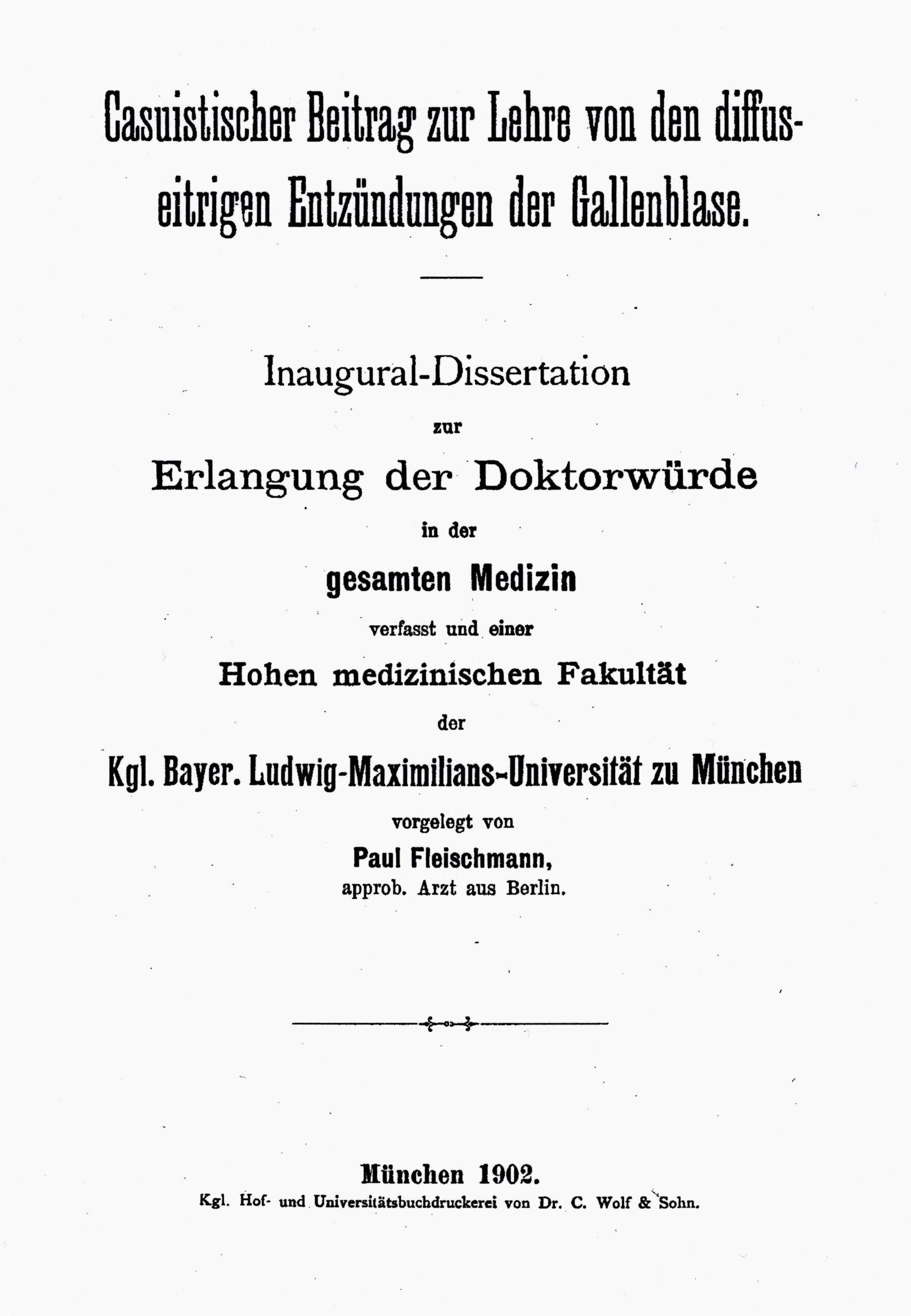 Dissertation 1902, Kopie Titelblatt Archiv H Je