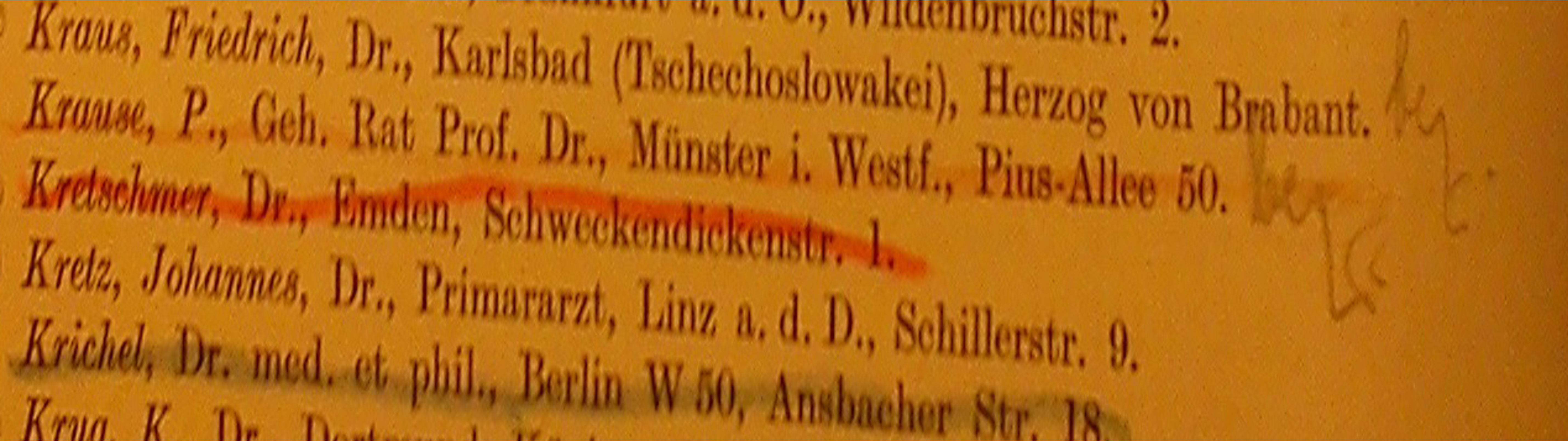 Streichung Kretschmers aus der DGVS Mitgliederliste 1932/33, Archiv DGVS