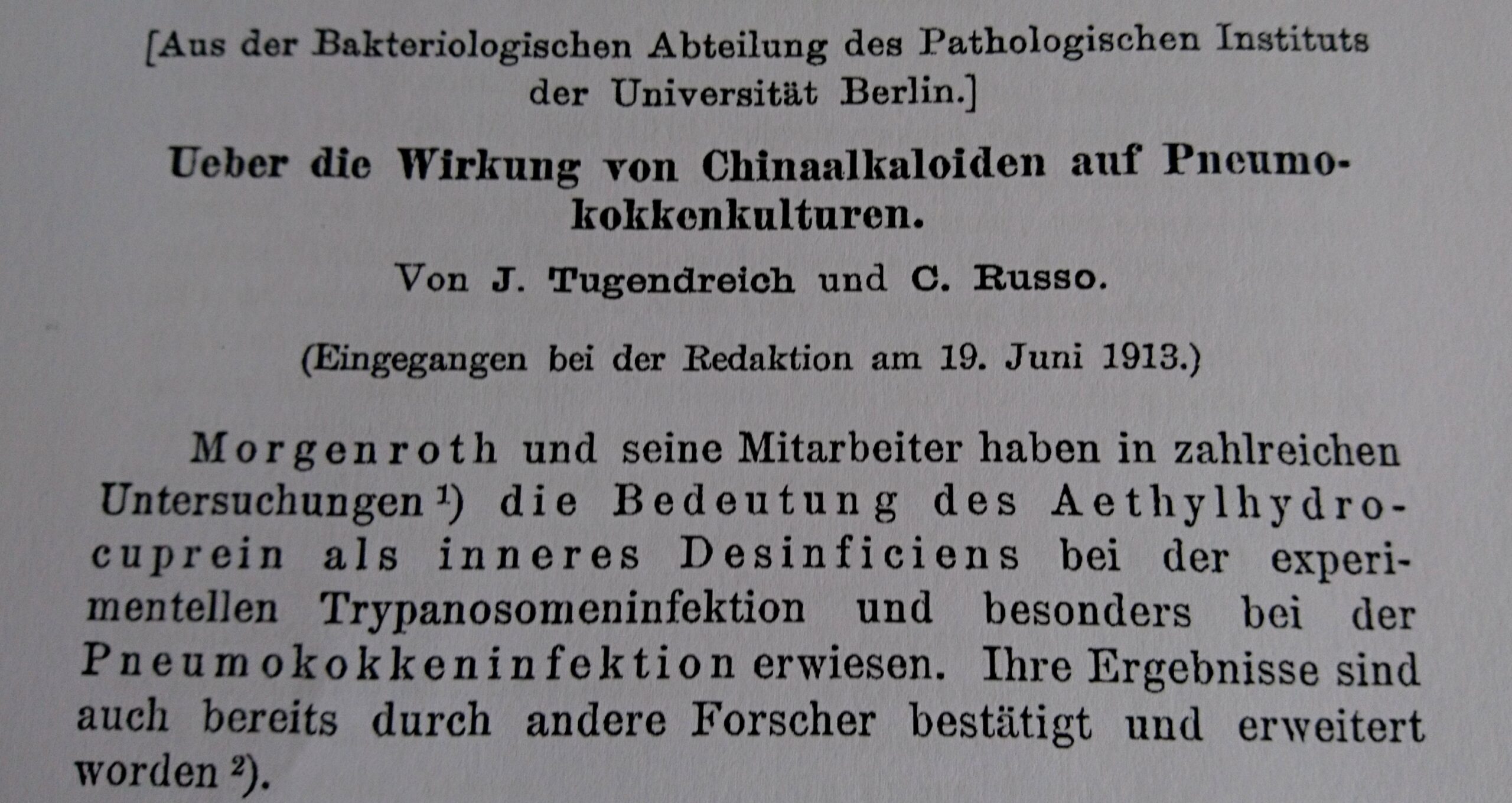 Zeitschrift für Immunitätsforschung und experimentelle Therapie 1913