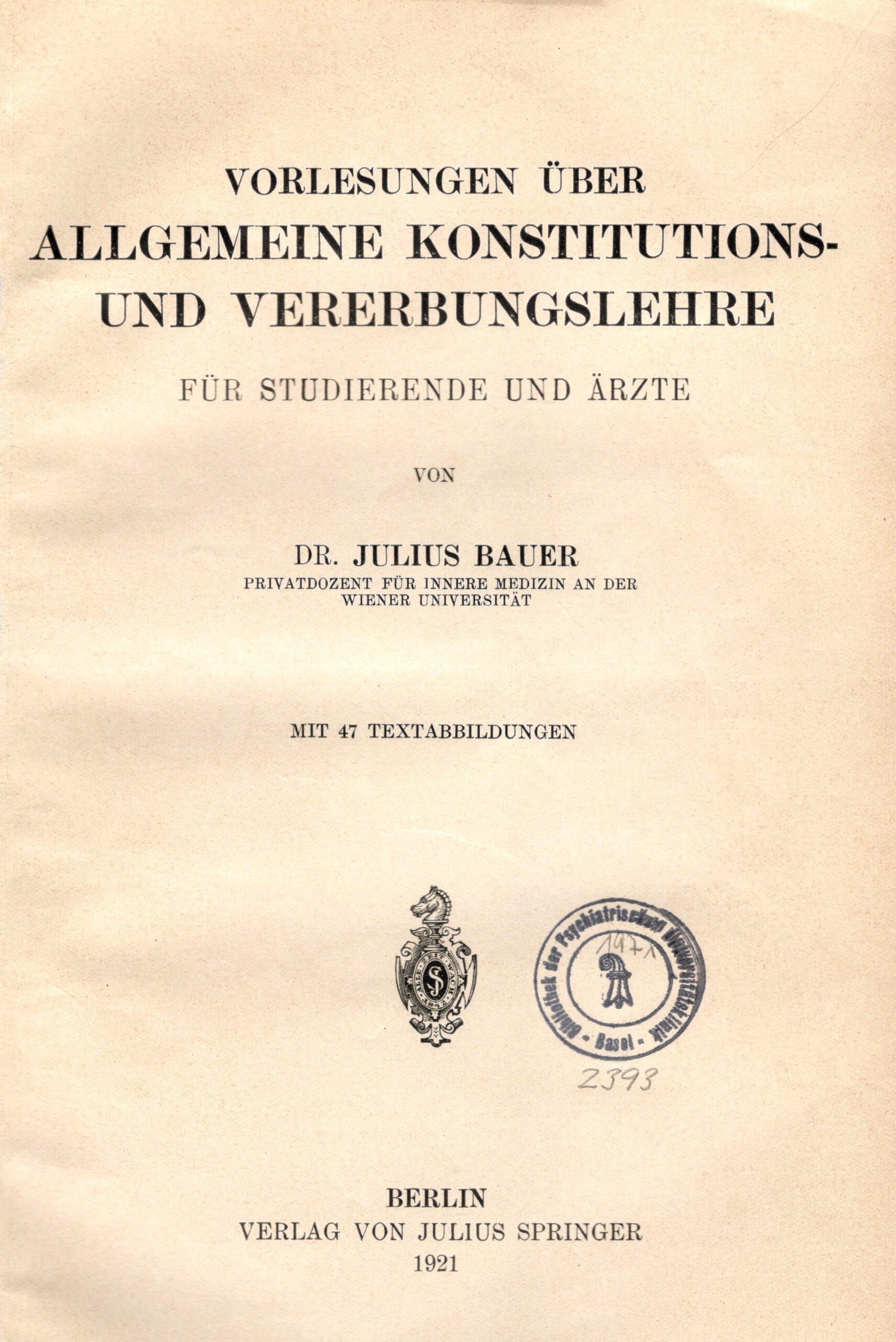 Konstitutionslehre 1921, Archiv H Je