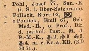 Reichmedizinalkalender 1910, Herzsymbol = Facharzt für Innere Medizin, Kopie Archiv H Je
