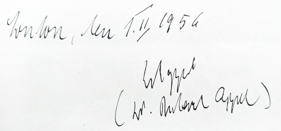 Unterschrift Richard Appel 1956, Entschädigungsakte Landesarchiv NRW OWL