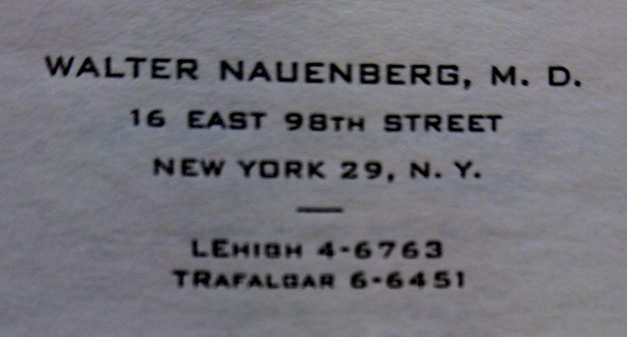W. Nauenberg. New York. Bildquelle: Entschädigungsbehörde Berlin